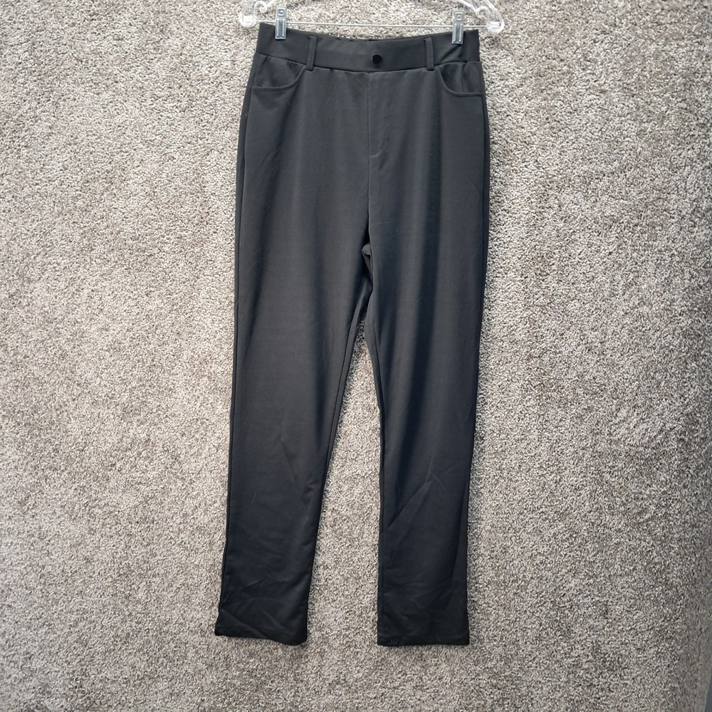 Unbranded Black Slim Leg High Rise Trousers XL Cotton Blend Business Casual
